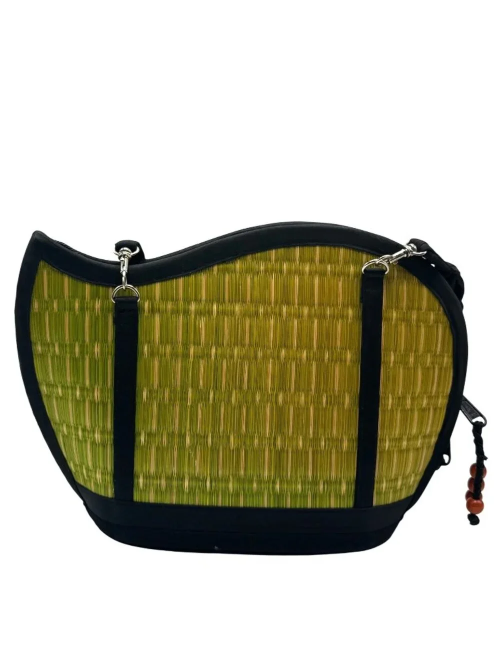 Baskets of Cambodia Kiri Wave Shoulder Bag Purse Medium Green Woven 2032